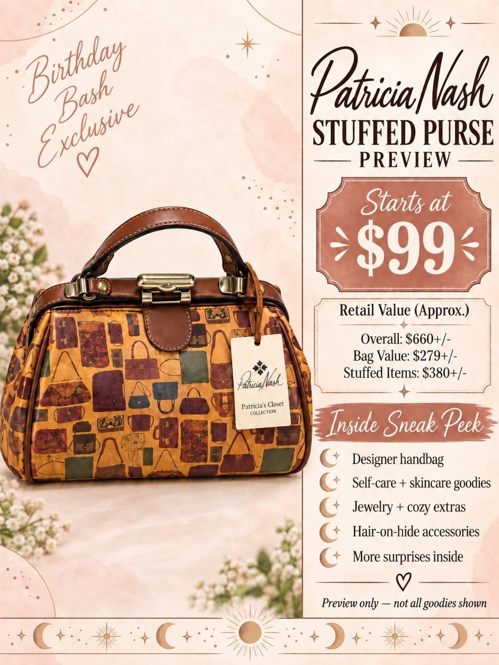 Patricia Nash Brown Leather Stuffed Satchel - Birthday Bash Exclusive